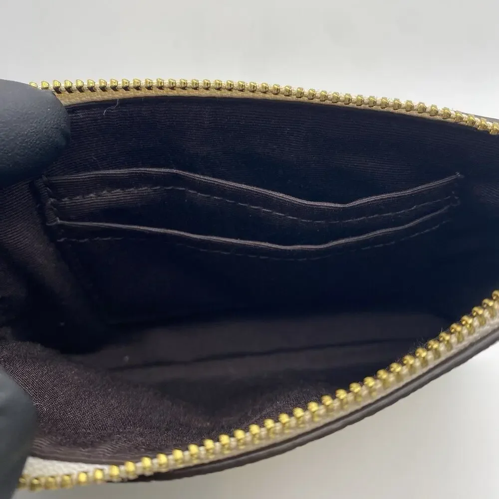 COACH Crossgrain Leather Corner Zip Wristlet Wallet Chalk F58032 MSRP $75